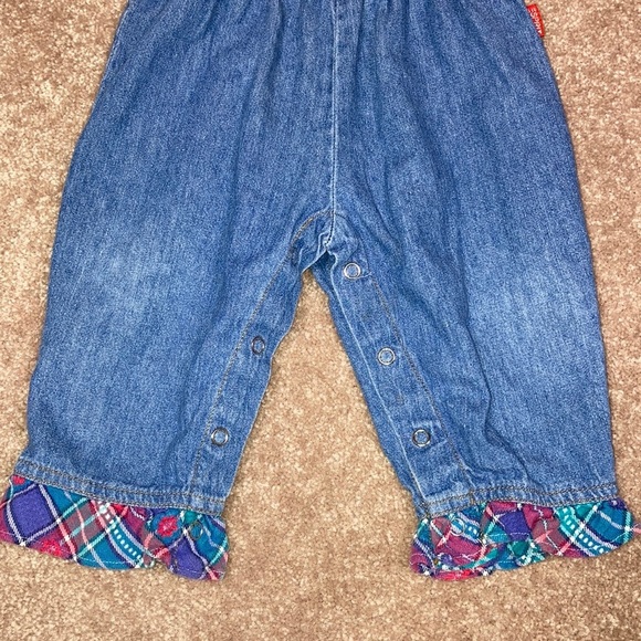 Vintage 80’s esprit pinafore overalls flannel ruffle - Picture 3 of 8
